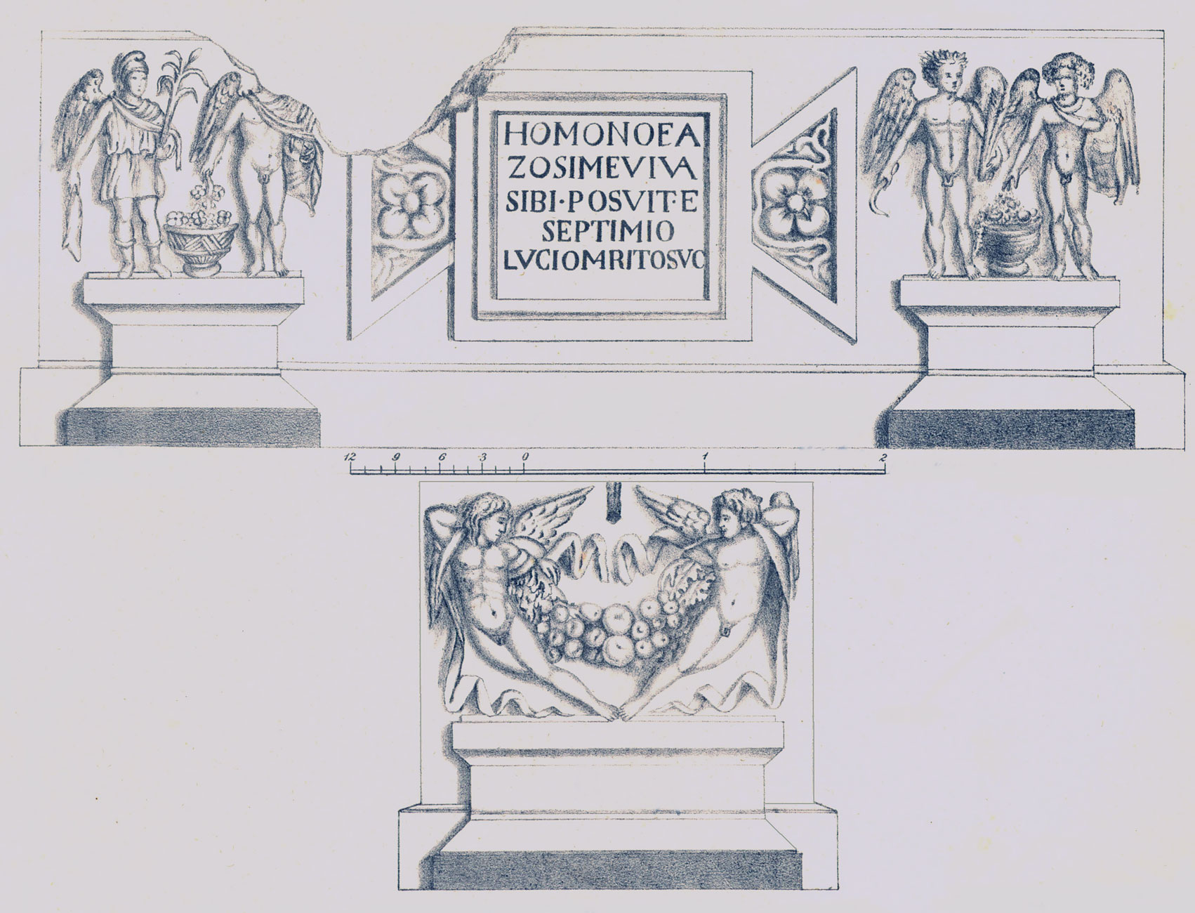 Crtež sarkofaga Homonoeje Zosime